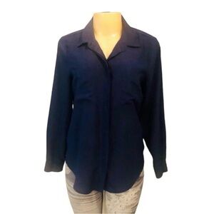 Old Navy Women Size S Blue Button Up Neck Shirt Long Sleeve